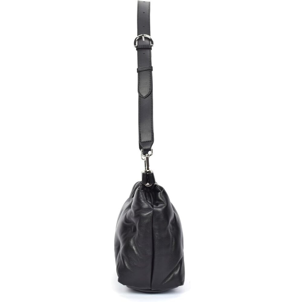 Italian Leather Tote Bag Women's Crossbody Detachable Strap Zipper Compact - Picture 4 of 7